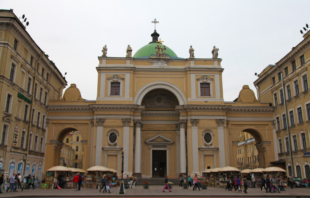 on 26 August 2012 the facade of Saint Catherines in Saint Petersburg facing Nevsky Prospect